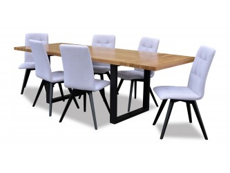 Stół Industrialny dąb naturalny +6 krzeseł
